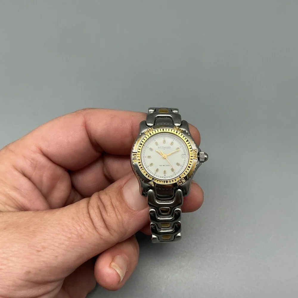 Vintage Wittnauer Womens Watch 24mm White Dial Two Tone 100m New Battery 6